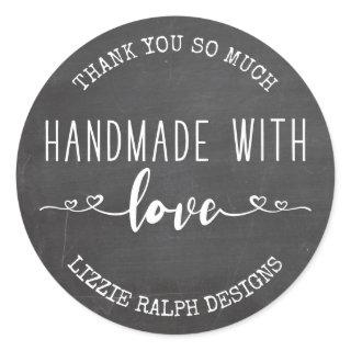 Handmade with Love Chalkboard Custom Thank You Classic Round Sticker