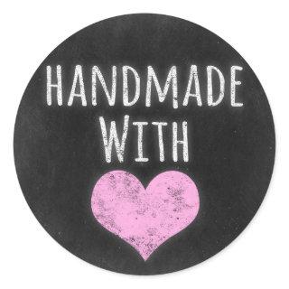Handmade With Love Chalkboard Rustic Shabby Chic Classic Round Sticker