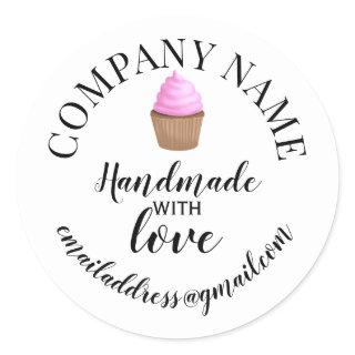 Handmade with love company name cake classic round sticker