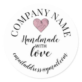 Handmade with love company name classic round sticker