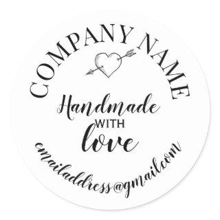 Handmade with love company name classic round sticker