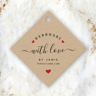 HANDMADE WITH LOVE Custom Modern Script Kraft Gift Favor Tags