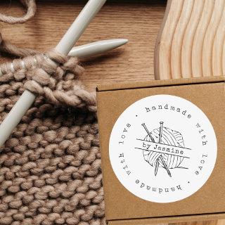 Handmade with Love Knit Small Business Custom Classic Round Sticker