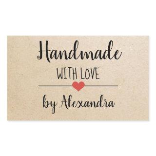 Handmade with love kraft script custom rectangular sticker