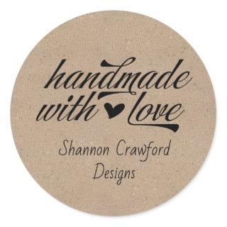 Handmade with Love Personalized Kraft Look Classic Round Sticker