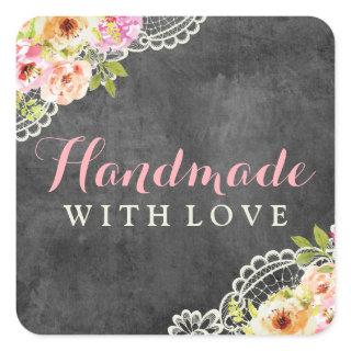 Handmade With Love Rustic Chalkboard Farmhouse Square Sticker
