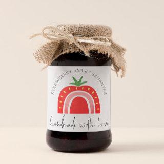Handmade With Love Strawberry Jam Rainbow Script Square Sticker