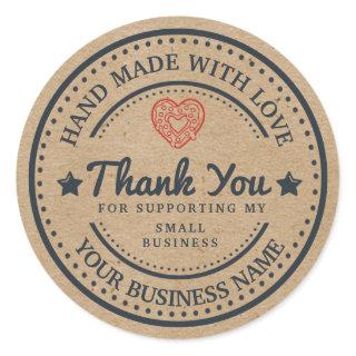 Handmade with love | thank you | donut heart classic round sticker