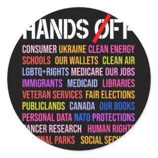 Hands Off Protest Saturday April 5 Men Women 1  Classic Round Sticker