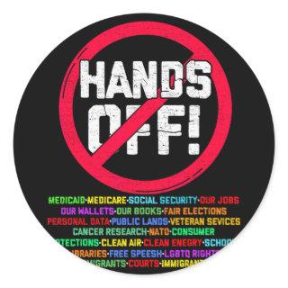 Hands Off Protest Social Security And Medicare Pro Classic Round Sticker