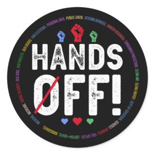 Hands Off Protest Social Security And Medicare Pro Classic Round Sticker