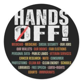 Hands Off Protest Social Security And Medicare Pro Classic Round Sticker