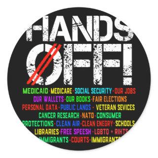 Hands Off Protest Social Security And Medicare Pro Classic Round Sticker