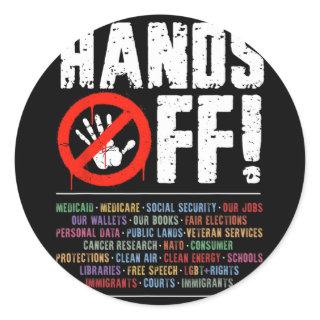 Hands Off Protest Social Security And Medicare Pro Classic Round Sticker