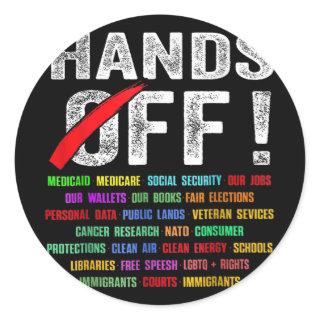 Hands Off Protest Social Security And Medicare Pro Classic Round Sticker