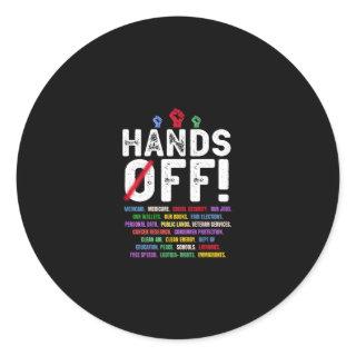 Hands Off Protest Social Security And Medicare Pro Classic Round Sticker