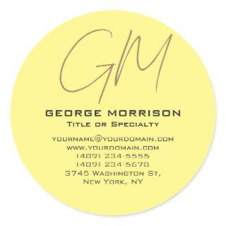 Handwriting Monogram Initials Professional Modern Classic Round Sticker