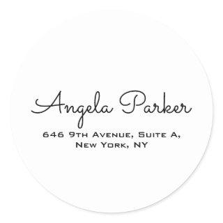 Handwriting Plain Simple White Professional Modern Classic Round Sticker