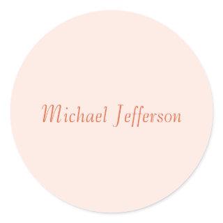 Handwriting Script Name Elegant Plain Simple Classic Round Sticker