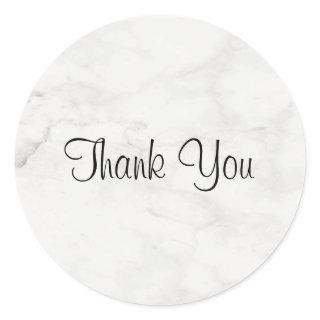 Handwriting Thank You Script Template Marble Chic Classic Round Sticker