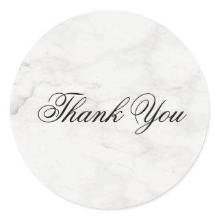 Handwriting Thank You Template Modern Marble Chic Classic Round Sticker