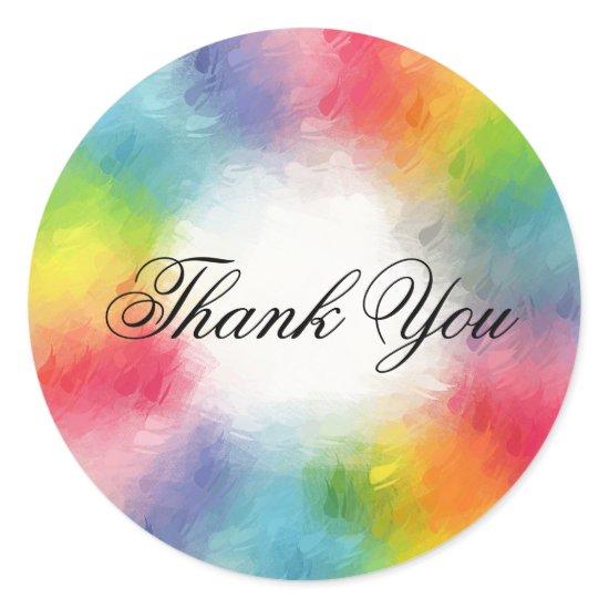 Handwriting Thank You Text Colorful Template Classic Round Sticker