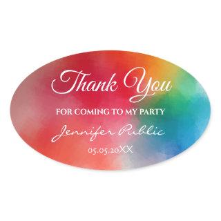 Handwriting Thank You Text Elegant Template Oval Sticker
