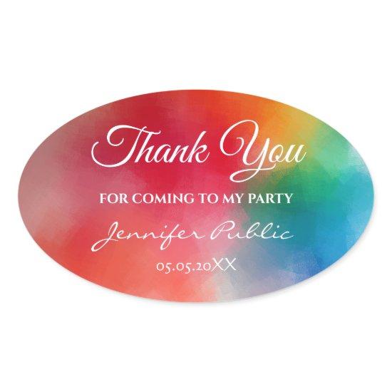 Handwriting Thank You Text Elegant Template Oval Sticker