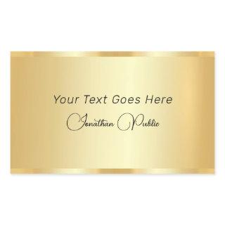 Handwritten Script Template Elegant Faux Gold Rectangular Sticker