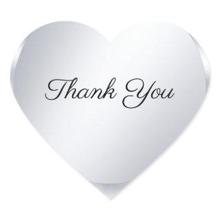 Handwritten Script Thank You Script Faux Silver Heart Sticker
