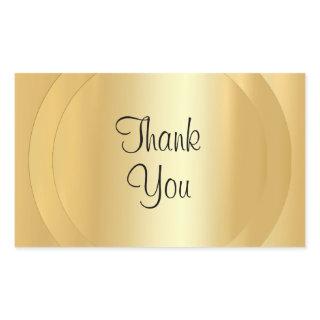Handwritten Script Thank You Text Faux Gold Modern Rectangular Sticker