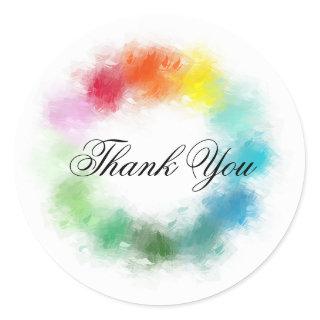Handwritten Thank You Colorful Template Modern Classic Round Sticker