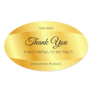 Handwritten Thank You Text Gold Look Template Oval Sticker