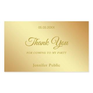 Handwritten Thank You Text Gold Template Elegant Rectangular Sticker