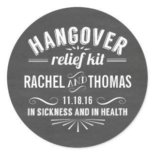 Hangover Relief Kit | Chalkboard Wedding Favor Classic Round Sticker