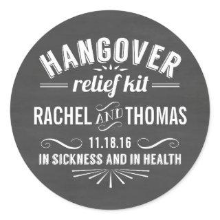 Hangover Relief Kit | Chalkboard Wedding Favor Classic Round Sticker