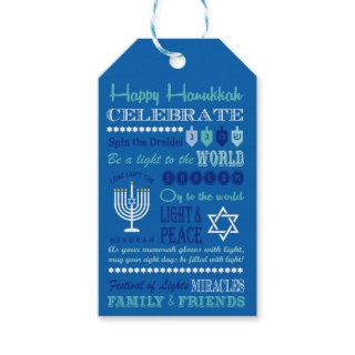 Hannukah typography collage art gift tags