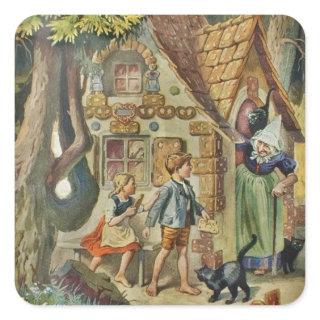 Hansel and Gretel at the Witch Cottage Square Sticker