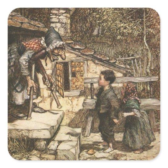 Hansel and Gretel Meet the Witch Square Sticker