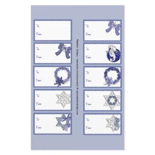 Hanukkah Designs 3 Gift Tags on a Page - 10 Design