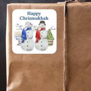 Hanukkah Snowman Christmas Chrismukkah   Square Sticker