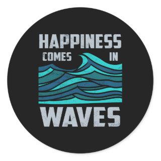 Hapess Comes In Waves Surfer Classic Round Sticker