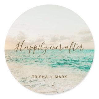 Happily Ever After Beach Wedding Favor Stickers