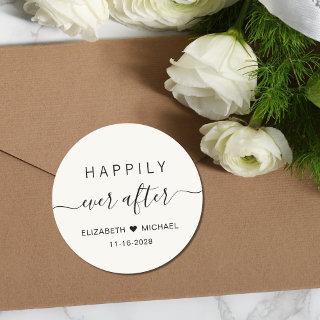 Happily Ever After Cream Wedding Classic Round Sticker