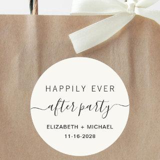 Happily Ever After Party Cream Wedding Reception Classic Round Sticker