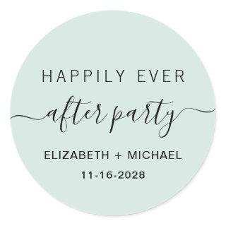 Happily Ever After Party Wedding Reception Mint Classic Round Sticker
