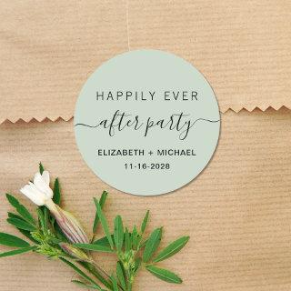 Happily Ever After Party Wedding Reception Sage Classic Round Sticker