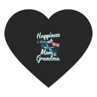 Happiness Is Being A Mom And Grandma Funny Dragonf Heart Sticker