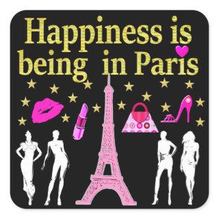HAPPINESS IS BEING IN PARIS SQUARE STICKER