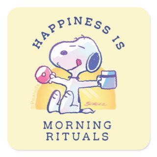 Happiness is Morning Rituals Square Sticker